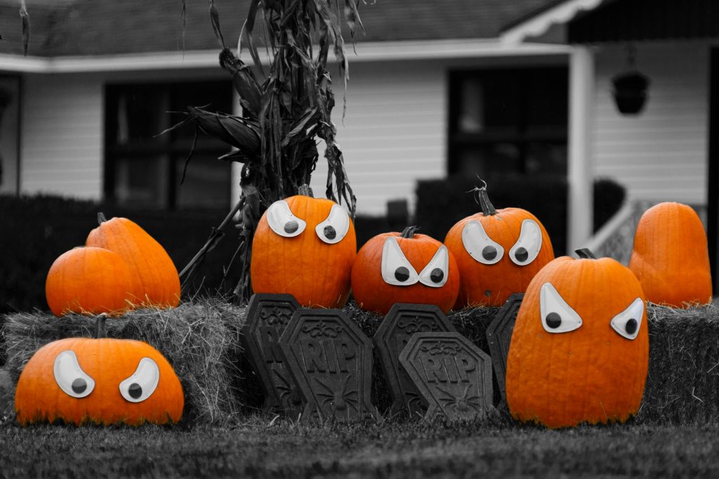 pumpkins with spooky silly googly eyes