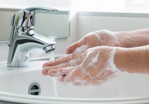 Up close hands washing