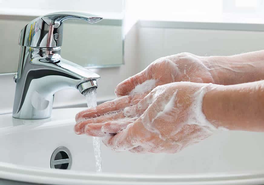 Up close hands washing