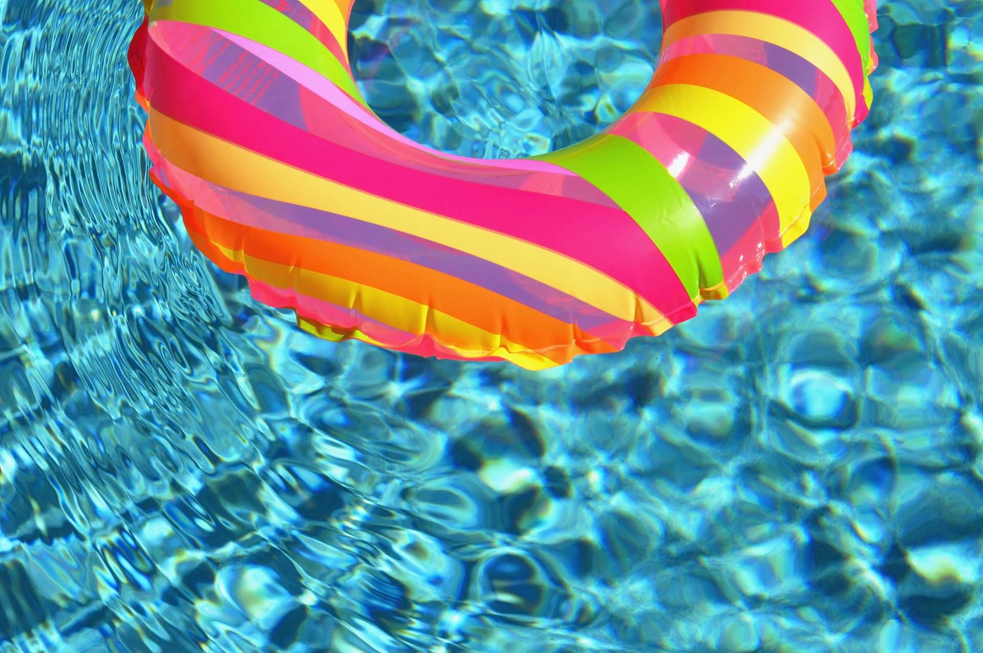 A floatie floats in a pool